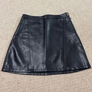 Zara Women Navy Leather Skirt